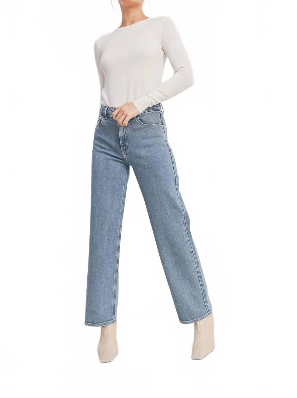 NEW JUST BLACK DENIM women's high rise full length straight jeans in light blue